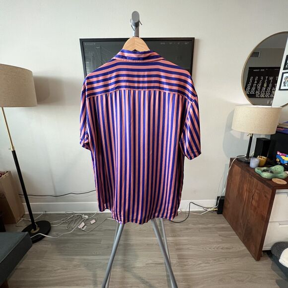 Stussy - Silk Striped SS Shirt (#1110233) - Pink, Blue - Picture 2 of 7